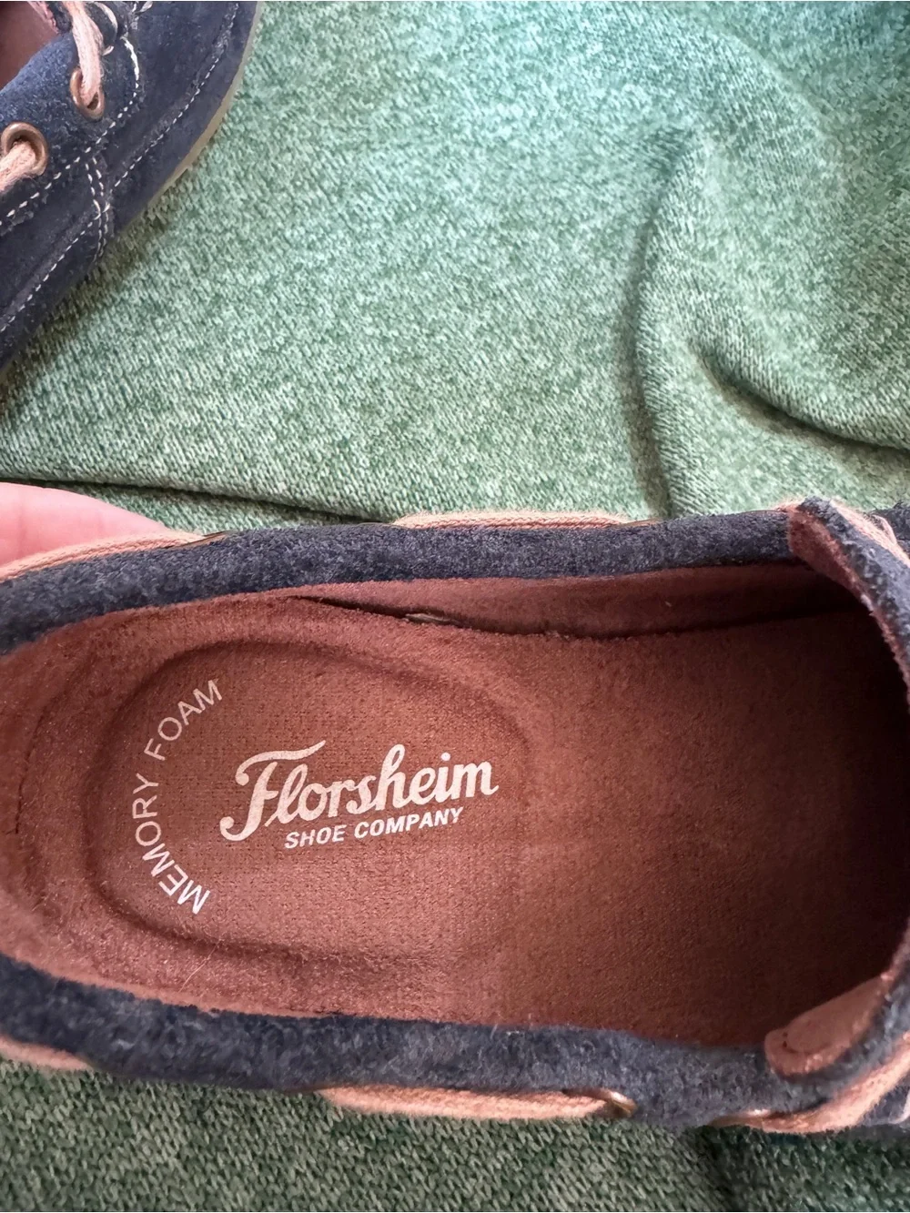 Florsheim Little Kids Navy Suede Moccasin Loafers with Tan Laces Size 1M